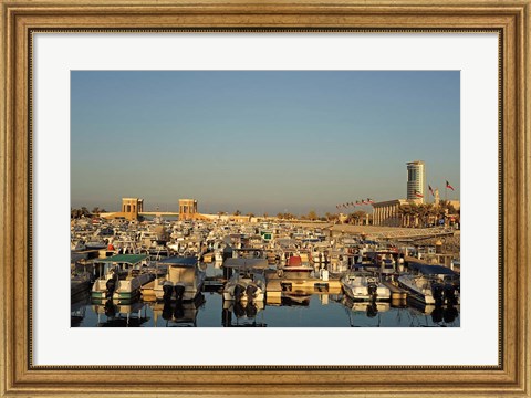 Framed Kuwait, Kuwait City, yacht boats in pleasure port Print