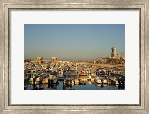 Framed Kuwait, Kuwait City, yacht boats in pleasure port Print