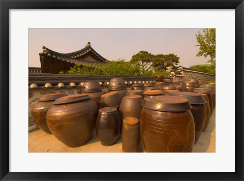 Framed Traditional Korean House, Namsangol Hanok Village, Seoul, South Korea Print