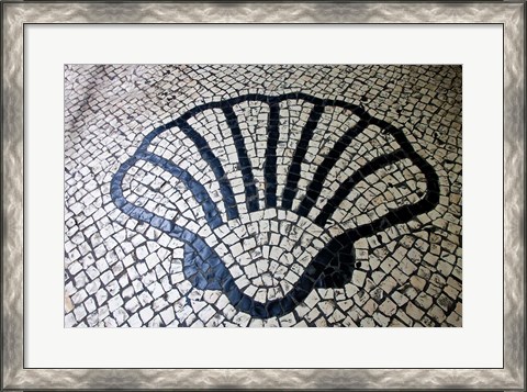 Framed China, Macau Portuguese tile designs - sea shell, Senate Square Print