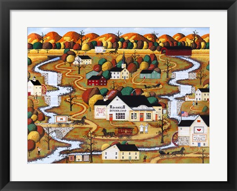 Framed Market At Little Falls Print