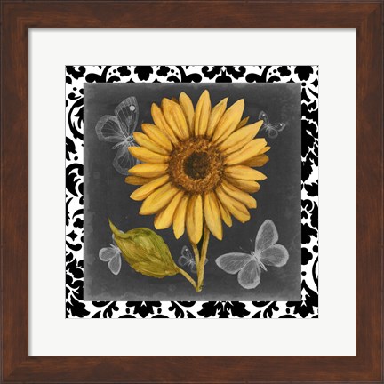 Framed Ornate Sunflowers I Print