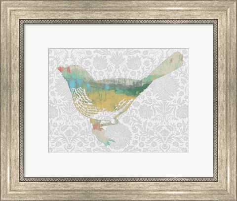 Framed Patterned Bird I Print