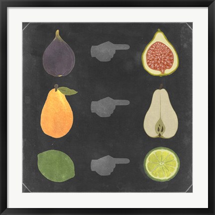 Framed Blackboard Fruit I Print