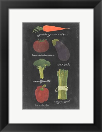 Framed Blackboard Veggies I Print