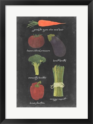 Framed Blackboard Veggies I Print