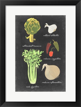 Framed Blackboard Veggies II Print