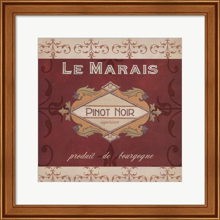 Framed Burgundy Wine Labels I Print