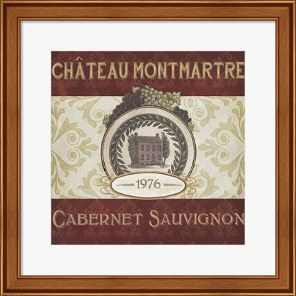 Framed Burgundy Wine Labels II Print