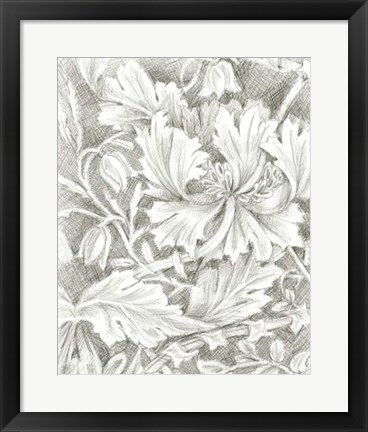 Framed Floral Pattern Sketch I Print