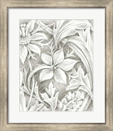 Framed Floral Pattern Sketch III Print