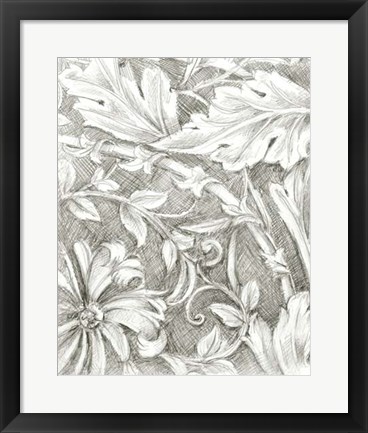 Framed Floral Pattern Sketch IV Print