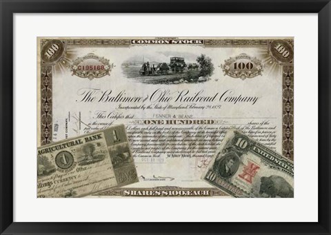 Framed Antique Stock Certificate III Print