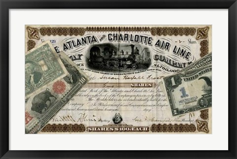 Framed Antique Stock Certificate IV Print