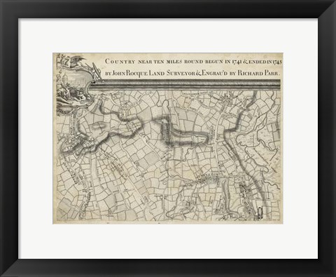 Framed Map of London Grid III Print
