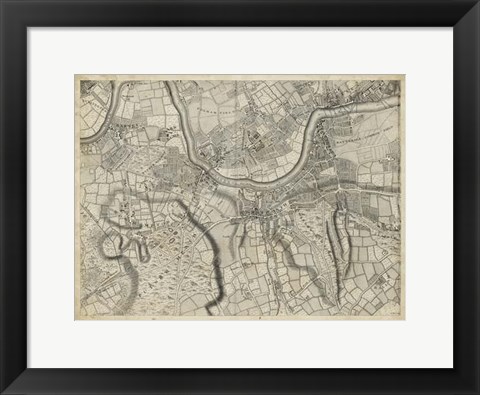 Framed Map of London Grid X Print