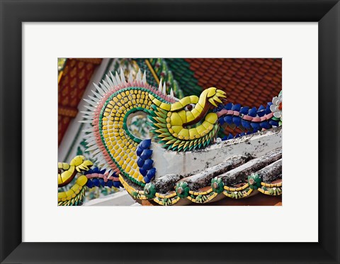 Framed Decorative dragon, Wat Pho, Bangkok, Thailand Print