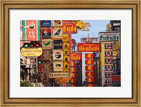 Framed Signs in Chinatown, Bangkok, Thailand Print