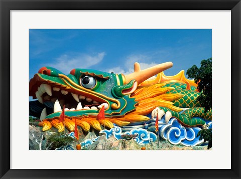 Framed Famous Dragon at Haw Par Villa in Singapore Asia Print