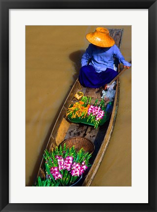 Framed Floating Market at Damnernsaduak near Bangkok Thailand (MR) Print