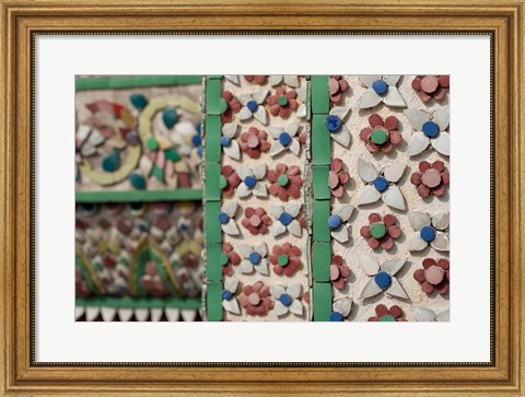 Framed Bell Tower porcelain patterns, Grand Palace, Bangkok, Thailand Print