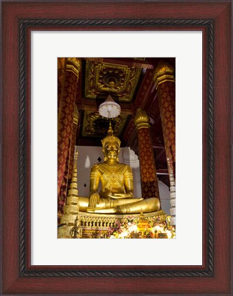 Framed Bronze cast seated Buddha covered in gold, Wat Na Phramane, Ayuthaya, Thailand Print