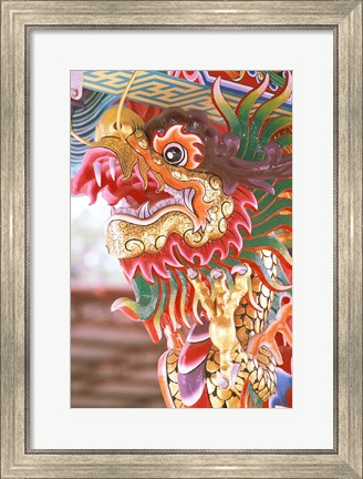 Framed Thailand, Bangkok Dragon in chinese temple Print