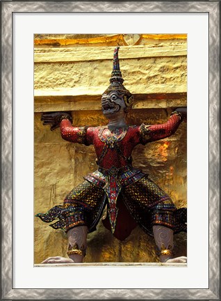 Framed Thai Guardians and Detail of the Grand Palace, Bangkok, Thailand Print