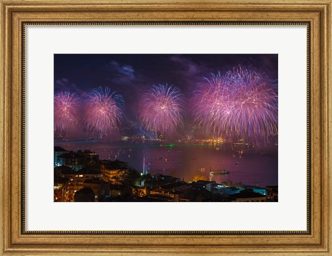 Framed Fireworks over the Bosphorus, Istanbul, Turkey Print