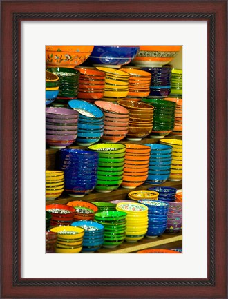 Framed Bowls and Plates on Display, For Sale at Vendors Booth, Spice Market, Istanbul, Turkey Print