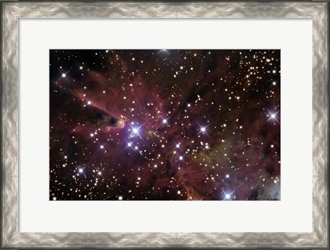 Framed Cone Nebula and Christmas Tree Cluster Print