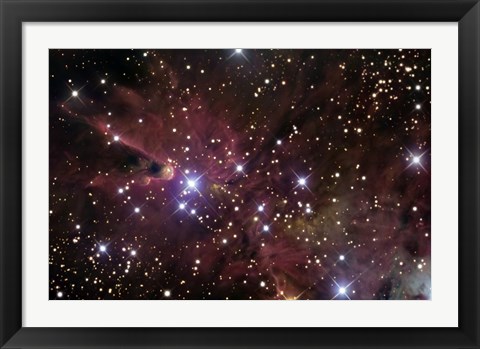 Framed Cone Nebula and Christmas Tree Cluster Print