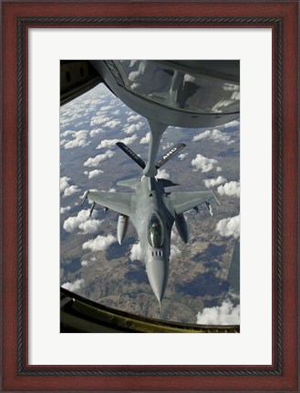 Framed Chilean Air Force F-16 refuels from a US Air Force KC-135 Stratotanker Print