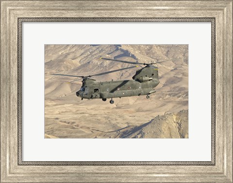 Framed Italian Army CH-47C Chinook Helicopter Over Afghanistan Print