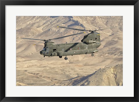 Framed Italian Army CH-47C Chinook Helicopter Over Afghanistan Print