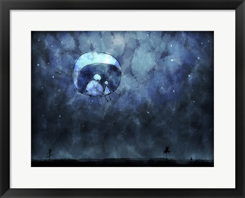 Framed Sitting on the Moon Print