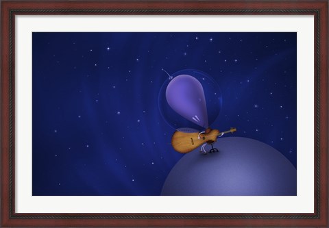 Framed Guitar Playing Martian Print