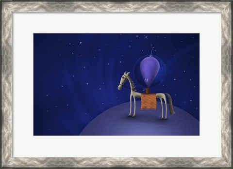 Framed Guitar Playing Martian on a Horse Print
