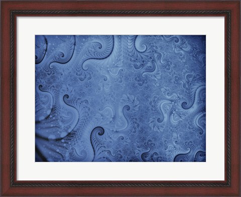 Framed Abstract Illustration in Blue Print