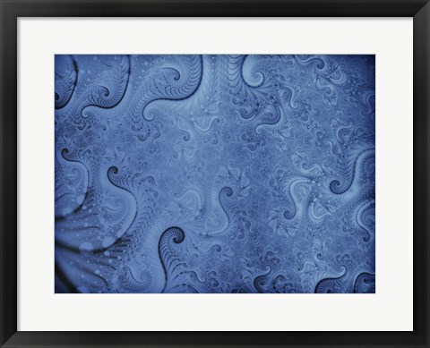Framed Abstract Illustration in Blue Print