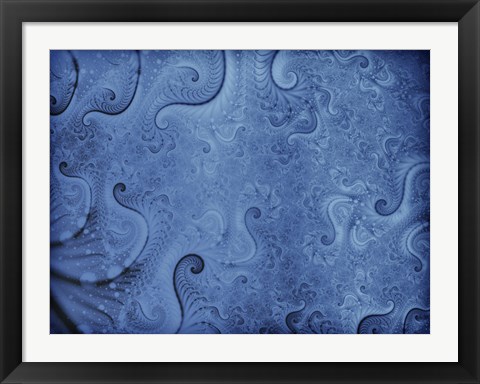 Framed Abstract Illustration in Blue Print