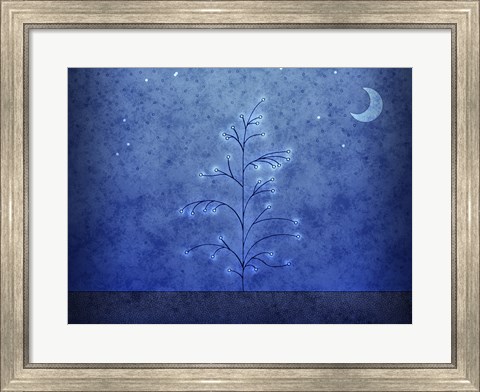 Framed Tree and First Snowfall in Blue Print