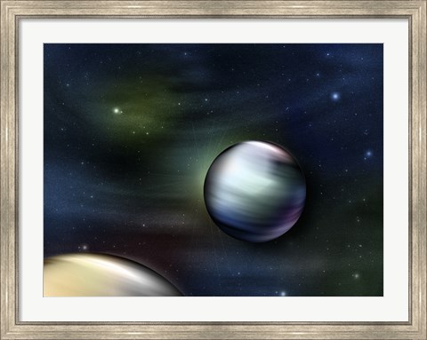Framed Planets in Space Print