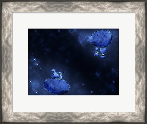 Framed Humans and Aliens in Outer Space Print