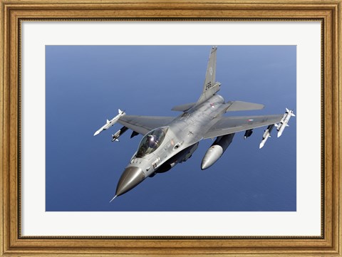 Framed Dutch F-16AM Over the Mediterranean Sea (top view) Print