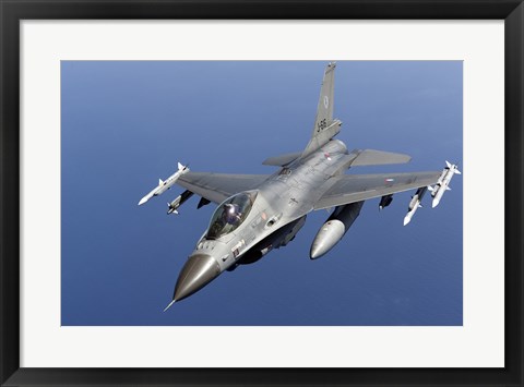 Framed Dutch F-16AM Over the Mediterranean Sea (top view) Print