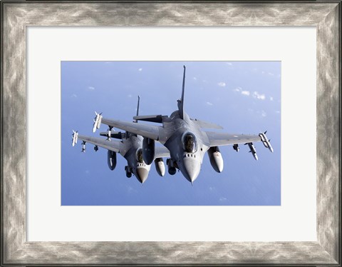 Framed Two Dutch F-16AMs Over the Mediterranean Sea Print