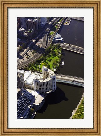 Framed Holiday Inn and Yarra River, Melbourne, Victoria, Australia Print