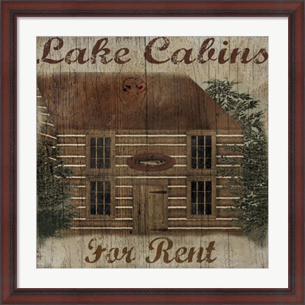 Framed Lake Cabin Print