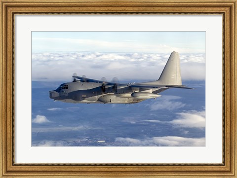 Framed MC-130P Combat Shadow Soars Above the Clouds Print